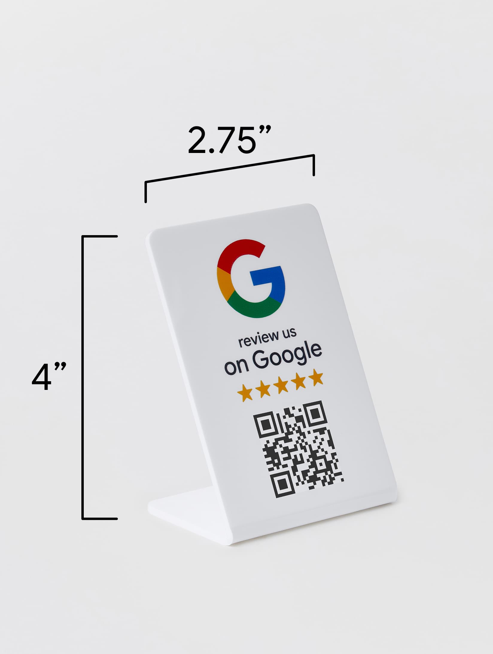 Google Review Stand dimensions and countertop footprint